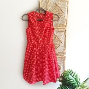 Juicy Couture Red Polka Dot Dress Gold Button Up